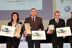 Z�stupci m�st ocen�n�ch v&nbsp;sout�i Eurocrest 2010&nbsp;� Moravsk� Bud�jovice, Gda�sk a Tren��n (zleva doprava)